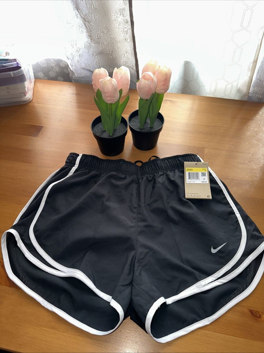 Nike Women's Dri-fit Tempo Running Shorts Brief Lined Black & White Size Small